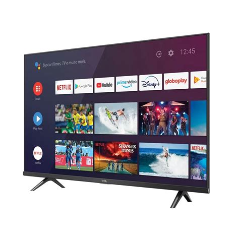 smart tv led 43 full hd tcl 43s615 com design sem bordas, bluetooth, google assistant e android tv